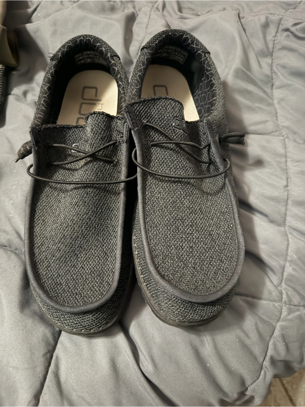 Hey Dude Men's Black Knit Slip-On Loafers